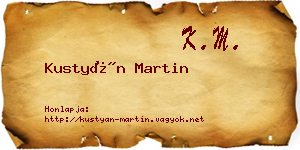 Kustyán Martin névjegykártya